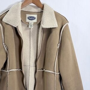 Austin Clothing Co Faux Suede Sherpa Lined Jacket Tan Womens Size Small
